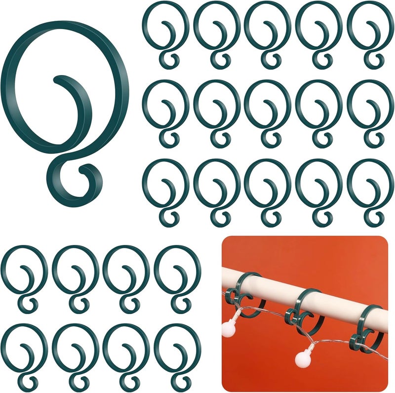 Heonay Christmas Light Clips for Banister Christmas Banister Clips Holiday Garland Hanger Hooks for Stockings String Lights Indoor Outdoor Decorations Stair Railing Fence Deck (Green, 50 PCS) - Image 1